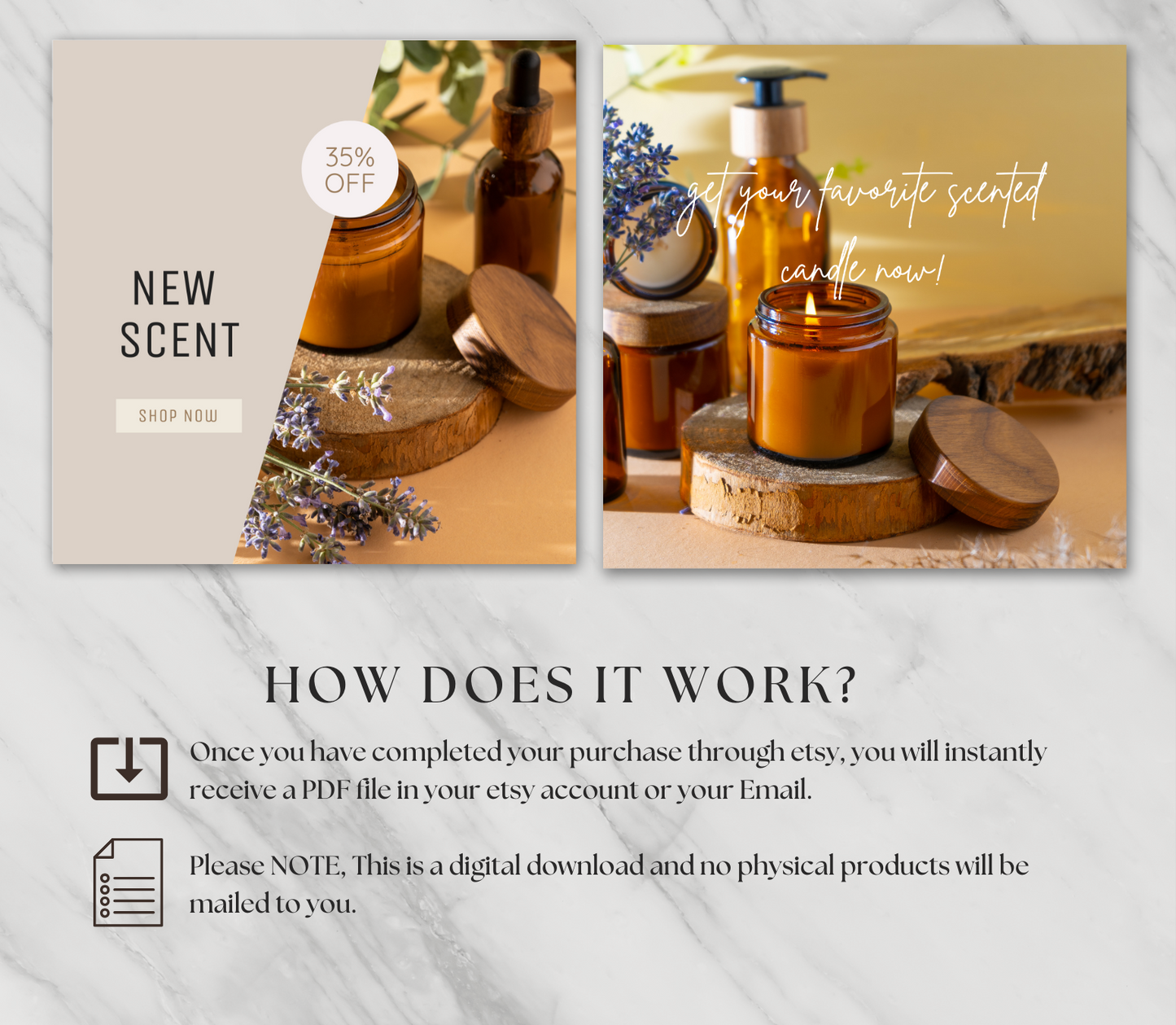 Candle Instagram Post Templates | Editable Canva Social Media Kit | Cozy Aesthetic, Business Marketing (Copy)