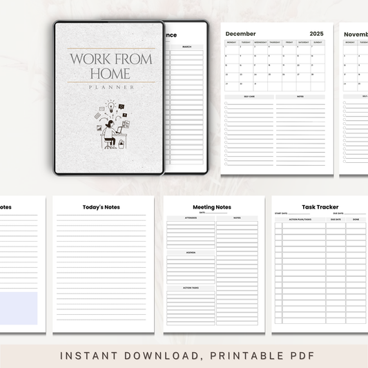 Work From Home Planner, Daily Organizer Notebook, WFH Schedule Tracker, Productivity Journal, Remote Worker Gift, Remote Work Task Journal