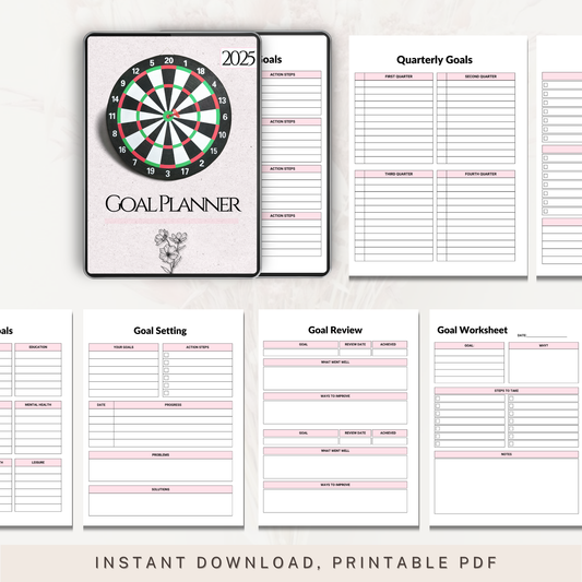 Minimalist Goal Planner for Productivity, Daily Planner, Habit Tracker, Personal Organizer, Goal Setting Journal, Life Planner, Goal Tracker