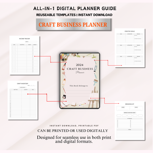 Craft Business Planner, Small Business Organizer, Creative Entrepreneur Notebook, Planner Journal, Business Owner Gift, Etsy Shop Organizer