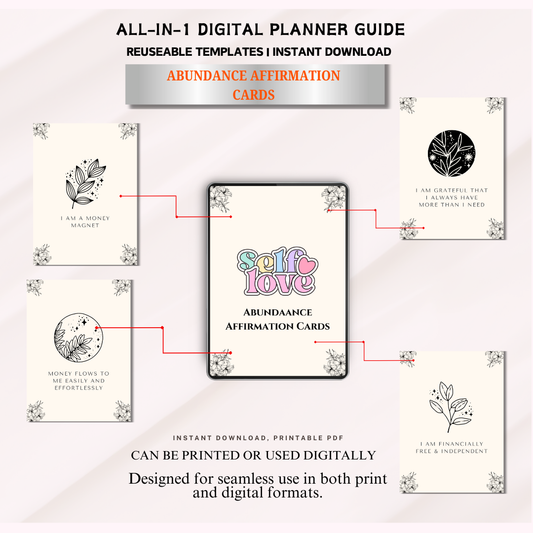 Abundance Affirmation Cards Deck, Positive Energy Cards, Law of Attraction, Manifestation Tool, Motivational Gift, Self-Care Cards