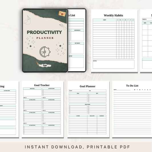 Daily Productivity Planner, Time Management Organizer, Work Planner, Task Scheduler, Habit Tracker, Goal Setting Notebook, Undated Planner.