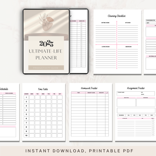 Ultimate Life Planner, Daily Planner, Weekly Organizer, Monthly Agenda, Goal Setting, Time Management, Productivity Planner, Habit Tracker