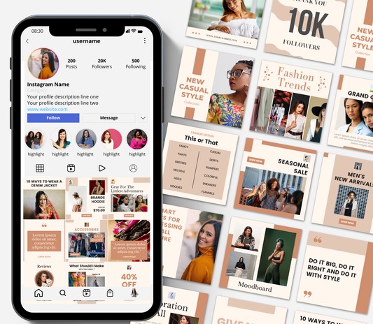 Fashion Social Media Post Canva Templates | Stylish & Editable Instagram Marketing Kit | Boutique & Clothing Brand Content