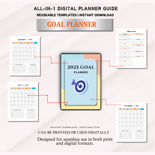 Goal Planner Journal, Daily Tracker, Habit Tracker, Productivity Planner, Organizer, Planner Gift, Goal Setting, Life Planner,, Vision Board