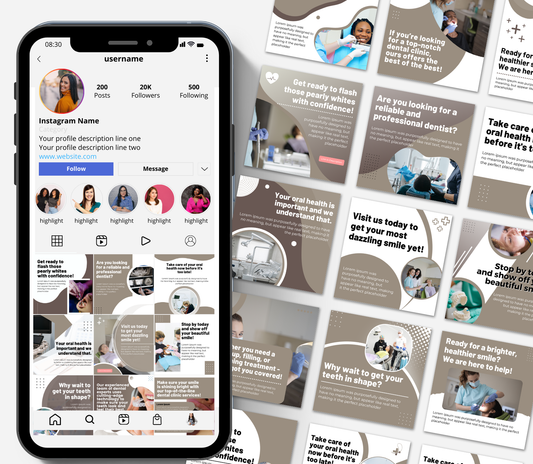 Dental Clinic Instagram Templates | Editable Canva Social Media Kit | Dentist Marketing & Patient Engagement Posts
