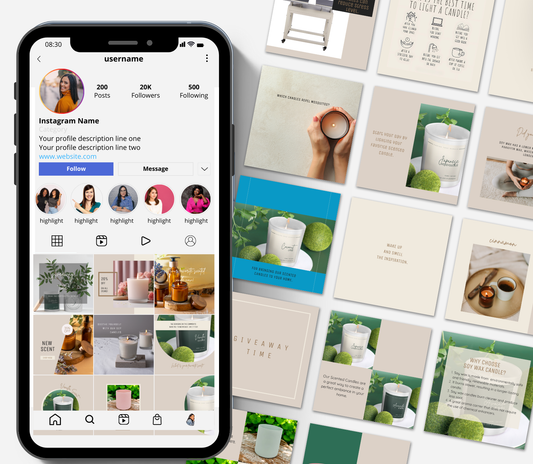 Candle Instagram Post Templates | Editable Canva Social Media Kit | Cozy Aesthetic, Business Marketing (Copy)