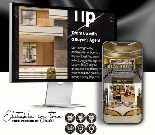 Real Estate Social Media Template | Realtor Instagram Canva Posts | Editable Marketing Graphics | Real Estate Agent Branding