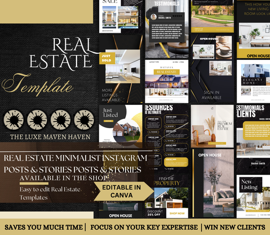 Realtor Social Media Canva Templates | Instagram & Story Posts for Real Estate Agents | Editable Marketing Kit.