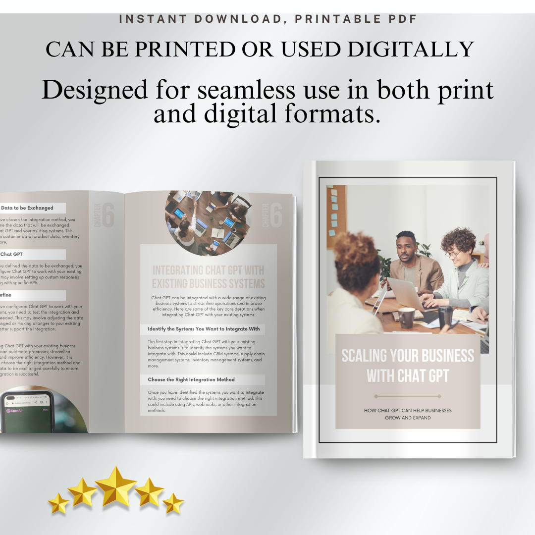 E-Book Scaling Your Business with Chat GPT, Entrepreneur Guide, Business Growth Strategy, Chatbot Technology, Digital Marketing, Growth Tips.