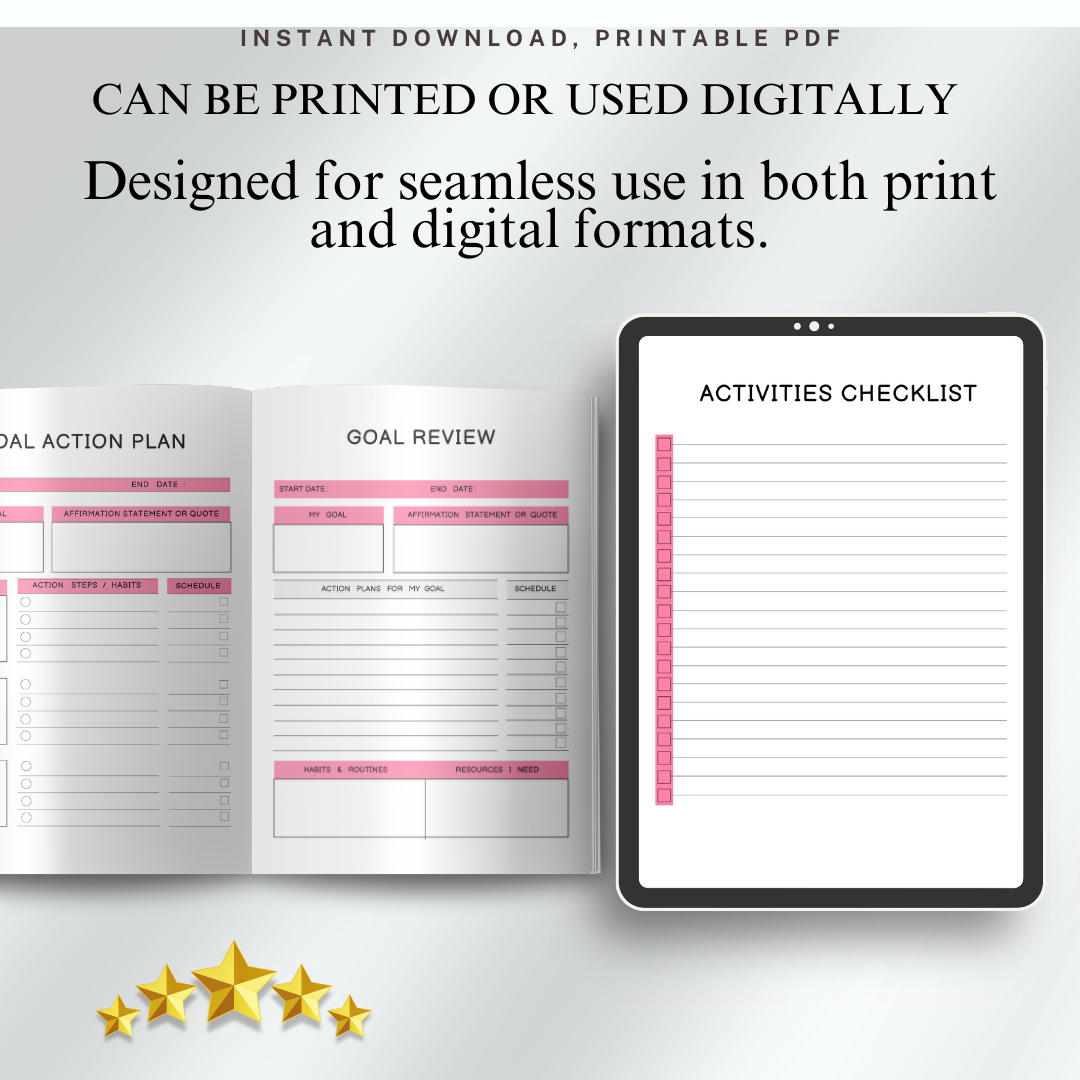 Personal Growth Planner, Undated Organizer Journal, Goal Setting Tracker, Motivational Journal, Self-Care Gift, Self-Discovery Journal