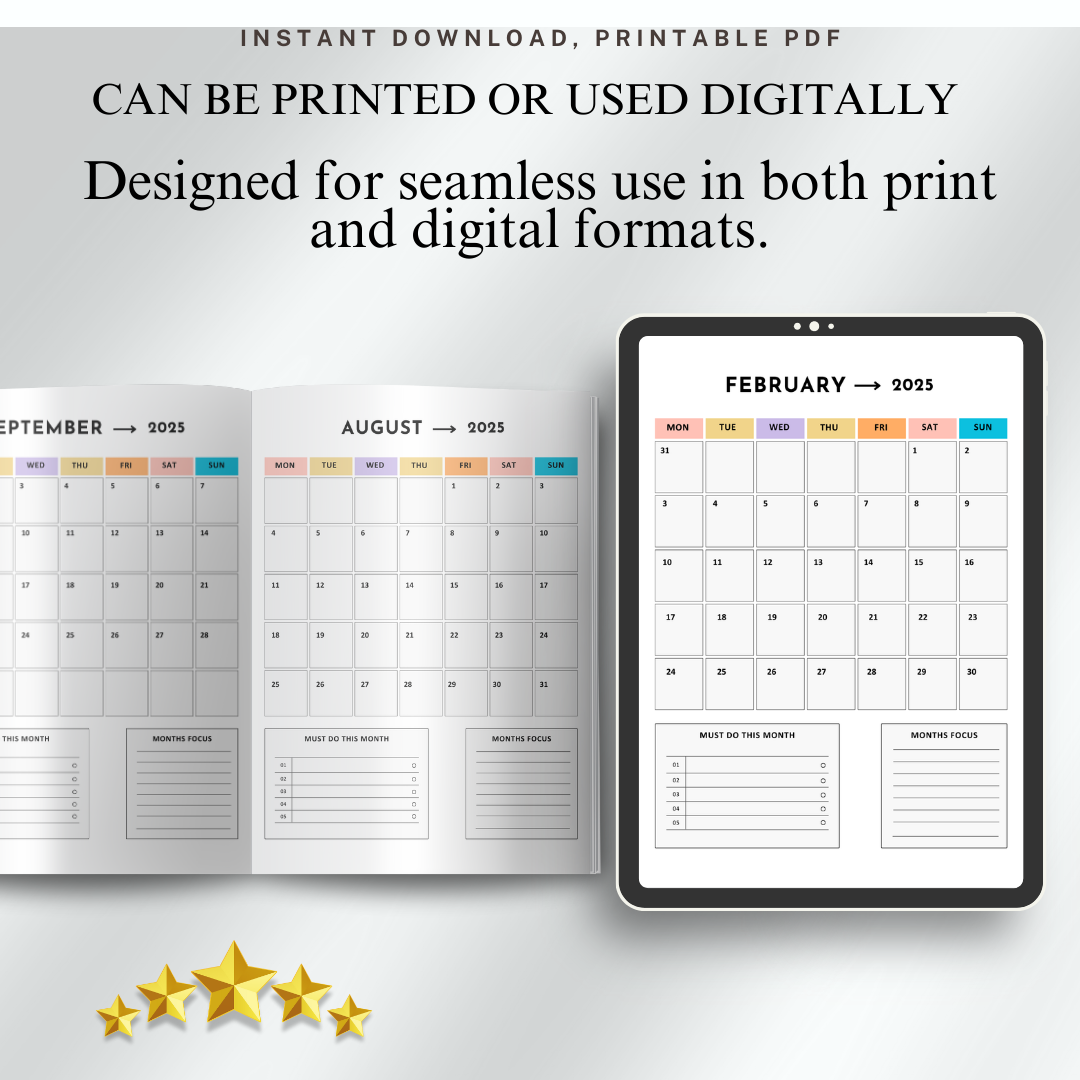 Goal Planner Journal, Daily Tracker, Habit Tracker, Productivity Planner, Organizer, Planner Gift, Goal Setting, Life Planner,, Vision Board