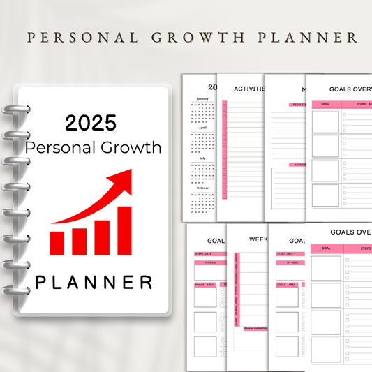 Personal Growth Planner, Undated Organizer Journal, Goal Setting Tracker, Motivational Journal, Self-Care Gift, Self-Discovery Journal