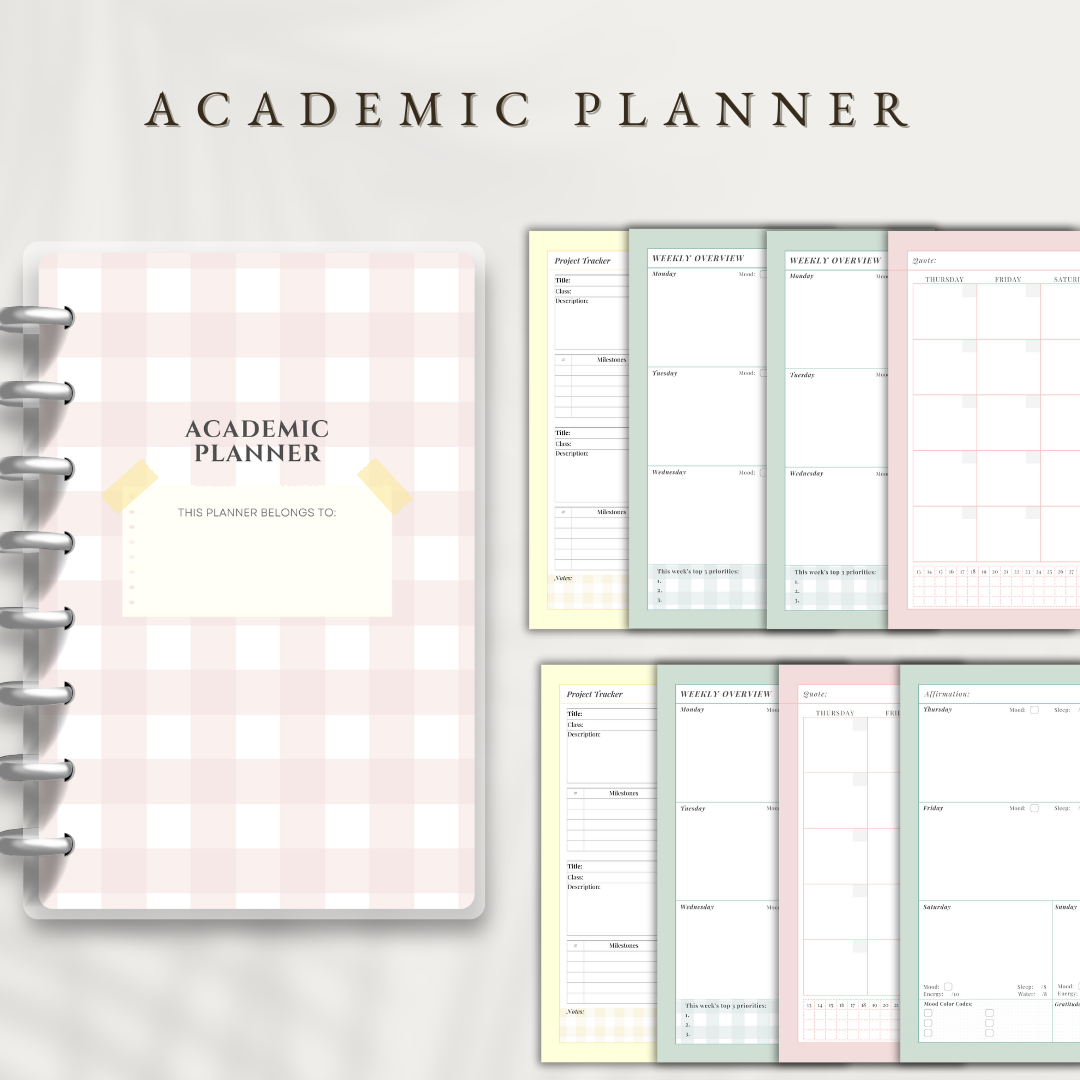 Academic Planner with Monthly Tabs, Yearly Overview, Student Planner, College Schedule Organizer, Academic Gift, Study Planner