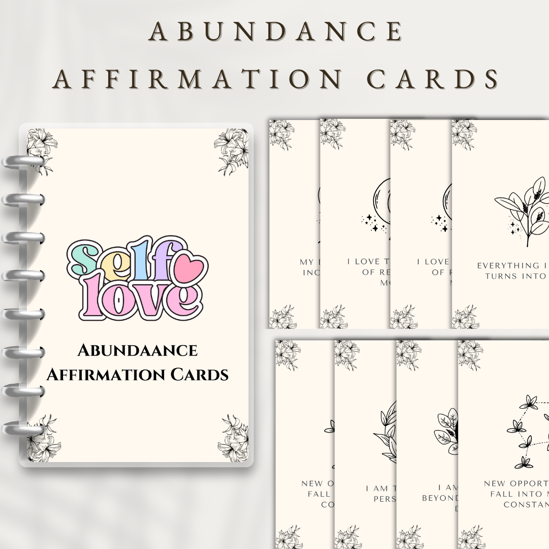 Abundance Affirmation Cards Deck, Positive Energy Cards, Law of Attraction, Manifestation Tool, Motivational Gift, Self-Care Cards