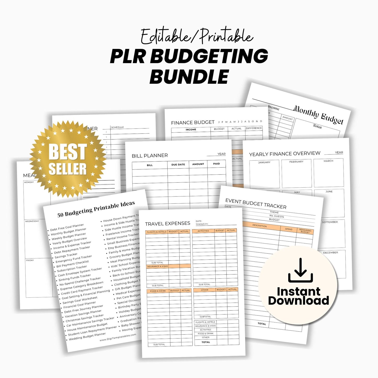 Budgeting & Finance PLR Bundle Templates for Saving, Tracking & Planning