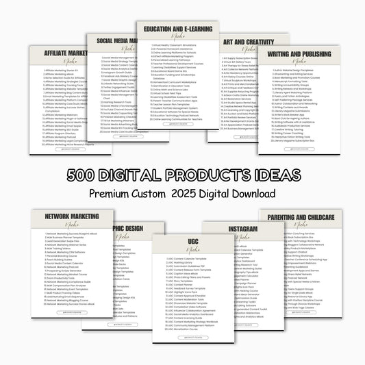 500 Digital Product Ideas (PLR) – Online Business Inspiration & eBook Creation Guide