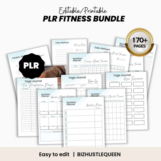 Fitness Planner Bundle – Workout & Meal Tracker, Digital Wellness Journal & Goal Setting Printables