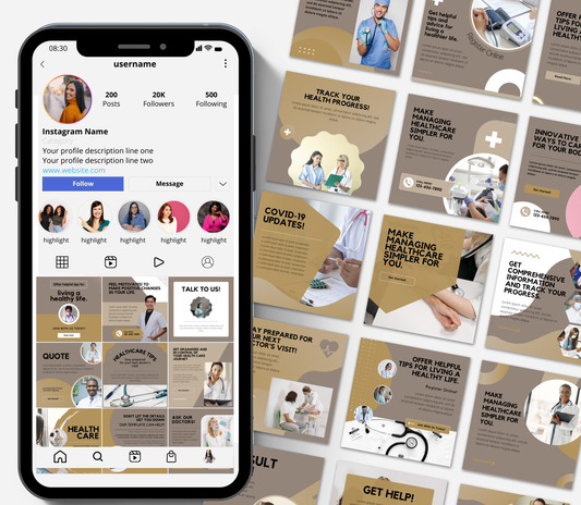 Healthcare Instagram Post Templates | Editable Canva Social Media Kit | Medical & Wellness Marketing
